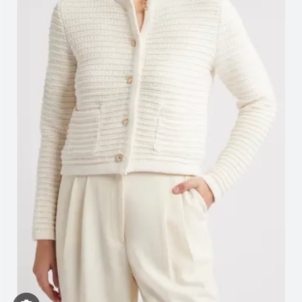 Caslon Ivory Textured Knit Cardigan